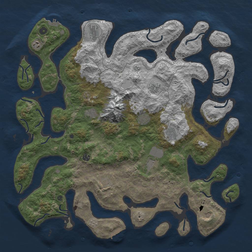 Rust Map: Procedural Map, Size: 5000, Seed: 7293100, 22 Monuments