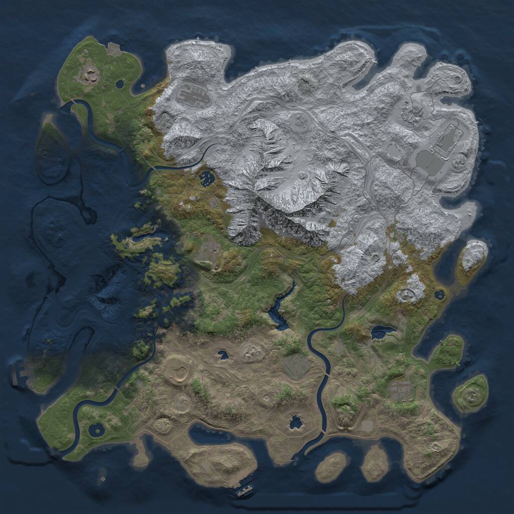 Rust Map: Procedural Map, Size: 5000, Seed: 7293100, 16 Monuments