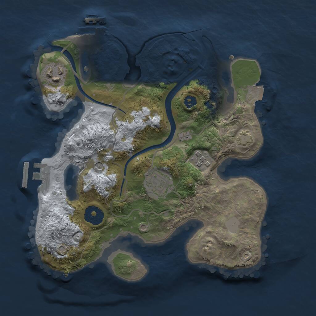 Rust Map: Procedural Map, Size: 2500, Seed: 65489812, 8 Monuments