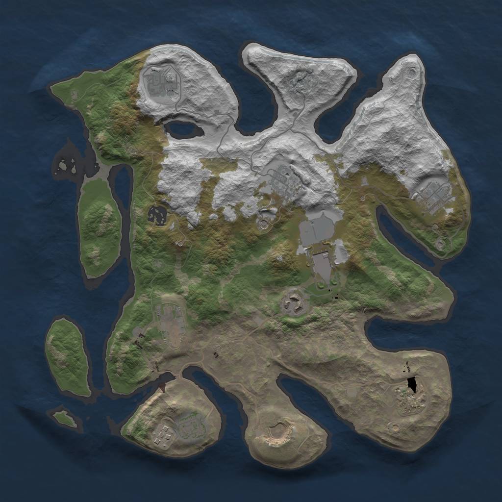 Rust Map: Barren, Size: 3700, Seed: 436407803, 14 Monuments