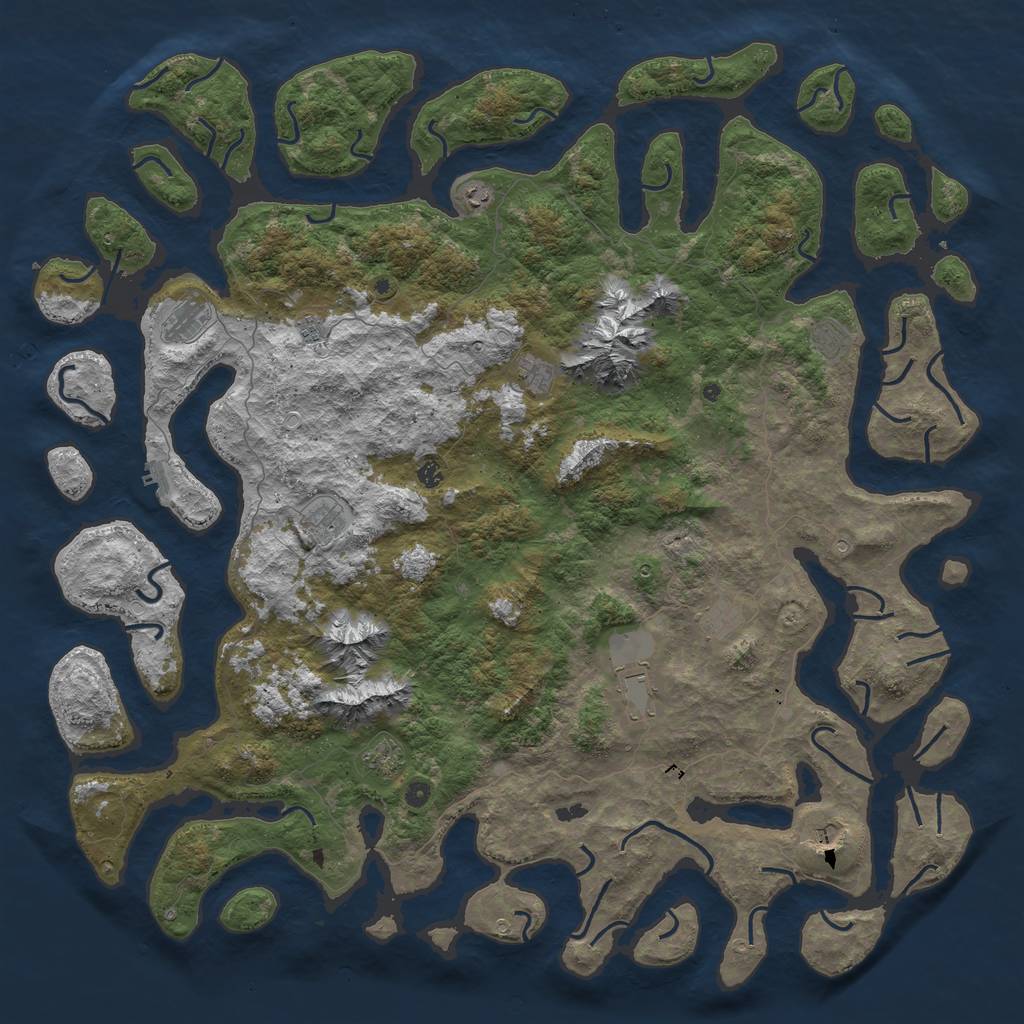 Rust Map: Procedural Map, Size: 6000, Seed: 1337270604, 21 Monuments
