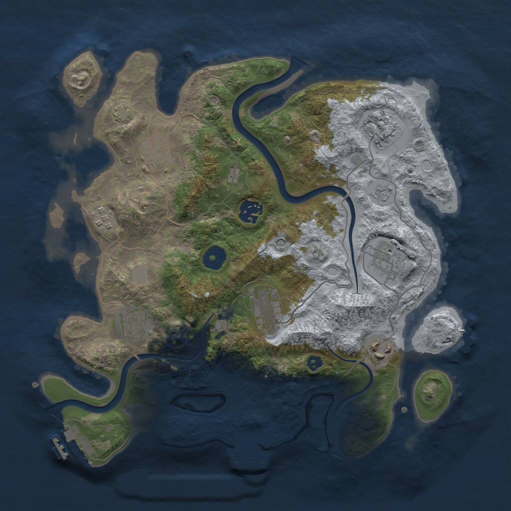 Rust Map: Procedural Map, Size: 3320, Seed: 855042910, 14 Monuments