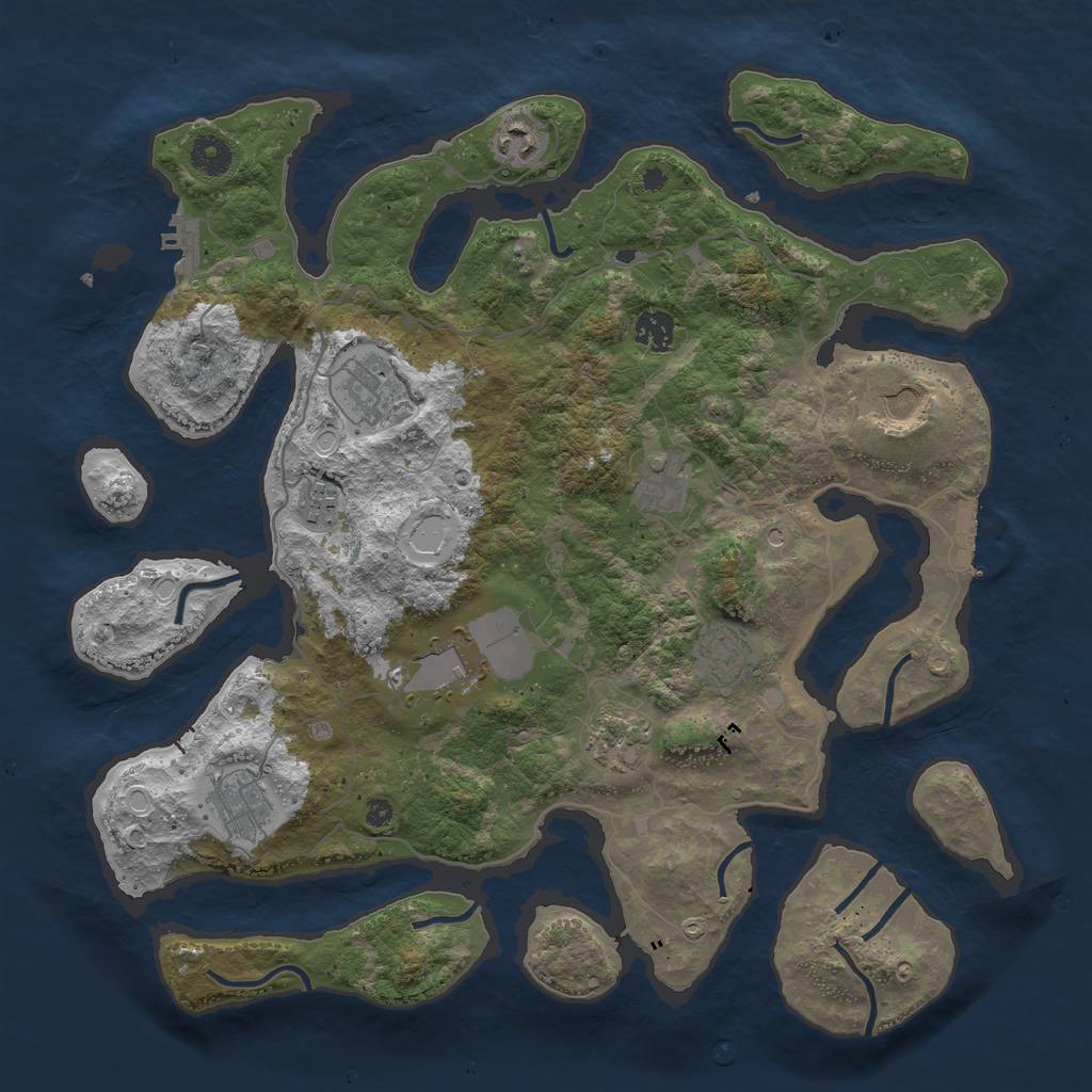 Rust Map: Procedural Map, Size: 4000, Seed: 2037, 21 Monuments