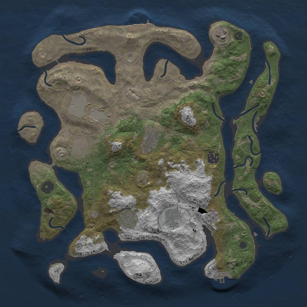 Rust Map: Procedural Map, Size: 3750, Seed: 929447539, 19 Monuments