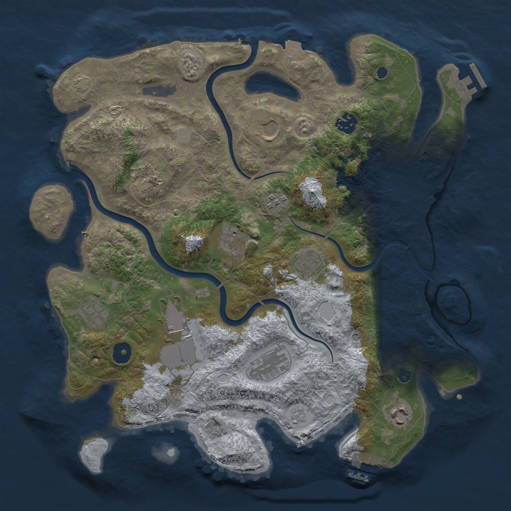 Rust Map: Procedural Map, Size: 3750, Seed: 929447539, 16 Monuments