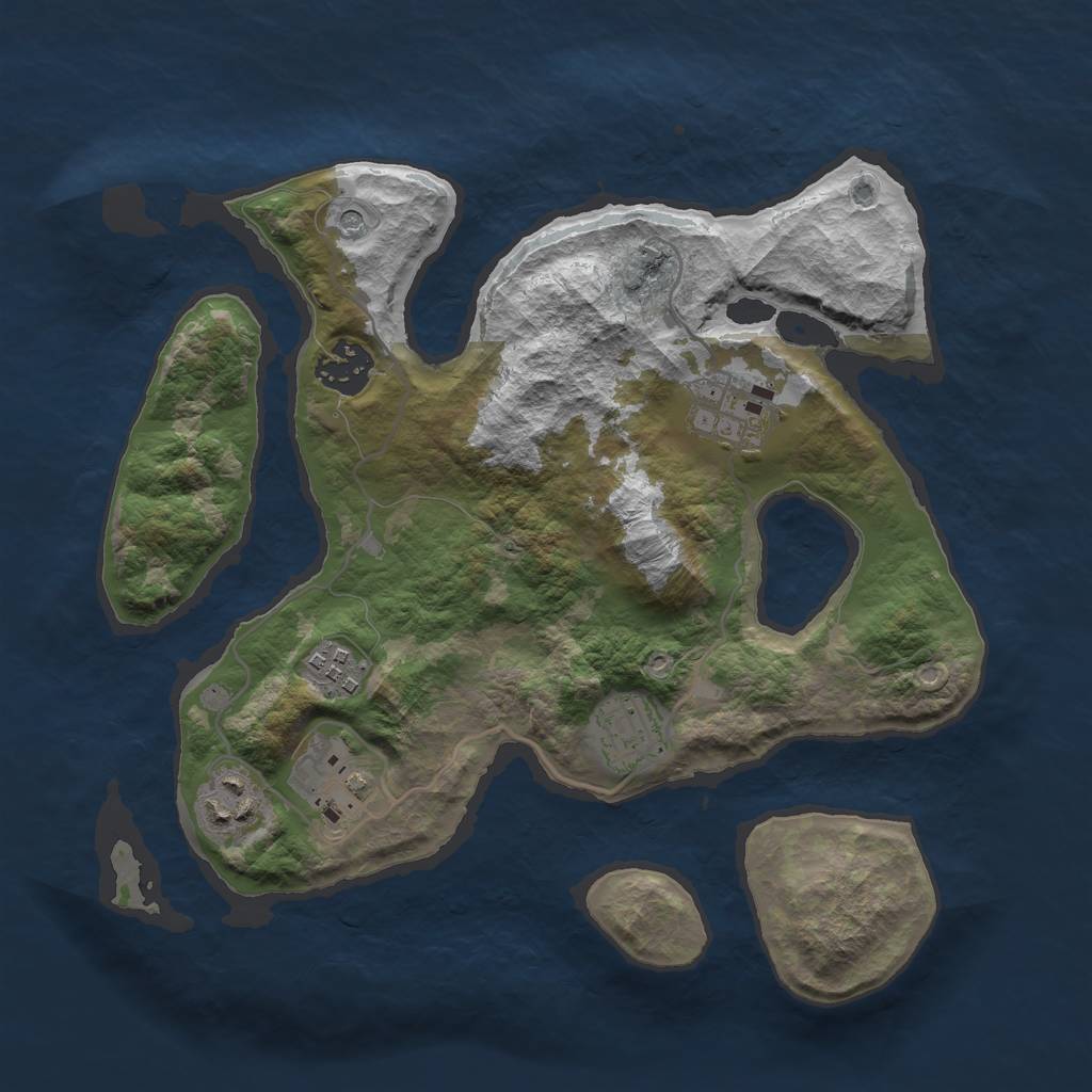 Rust Map: Barren, Size: 3000, Seed: 294617486, 9 Monuments