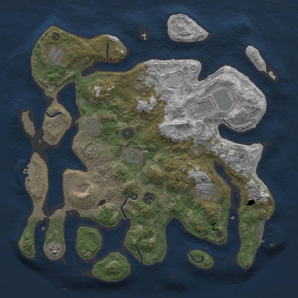 Rust Map: Procedural Map, Size: 3850, Seed: 1105326668, 21 Monuments