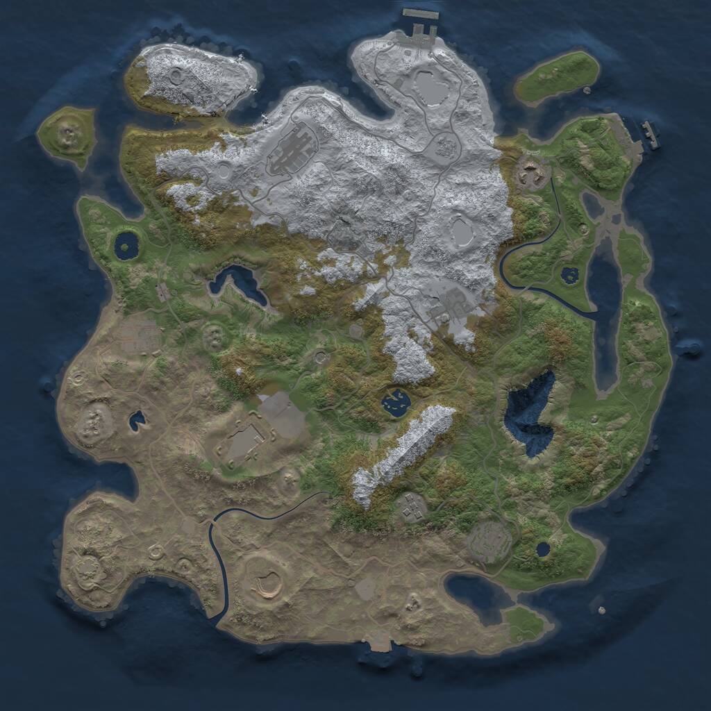 Rust Map: Procedural Map, Size: 4000, Seed: 14855, 15 Monuments