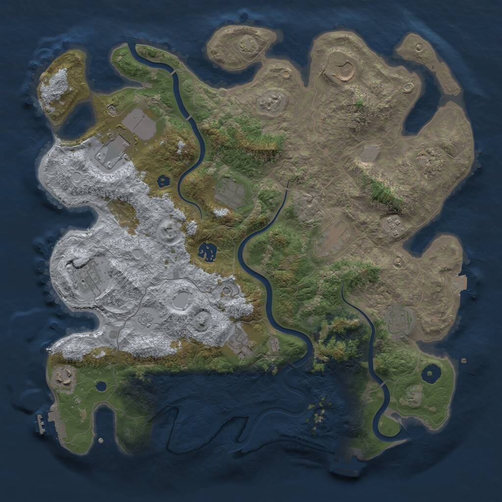 Rust Map: Procedural Map, Size: 3950, Seed: 1939501603, 17 Monuments