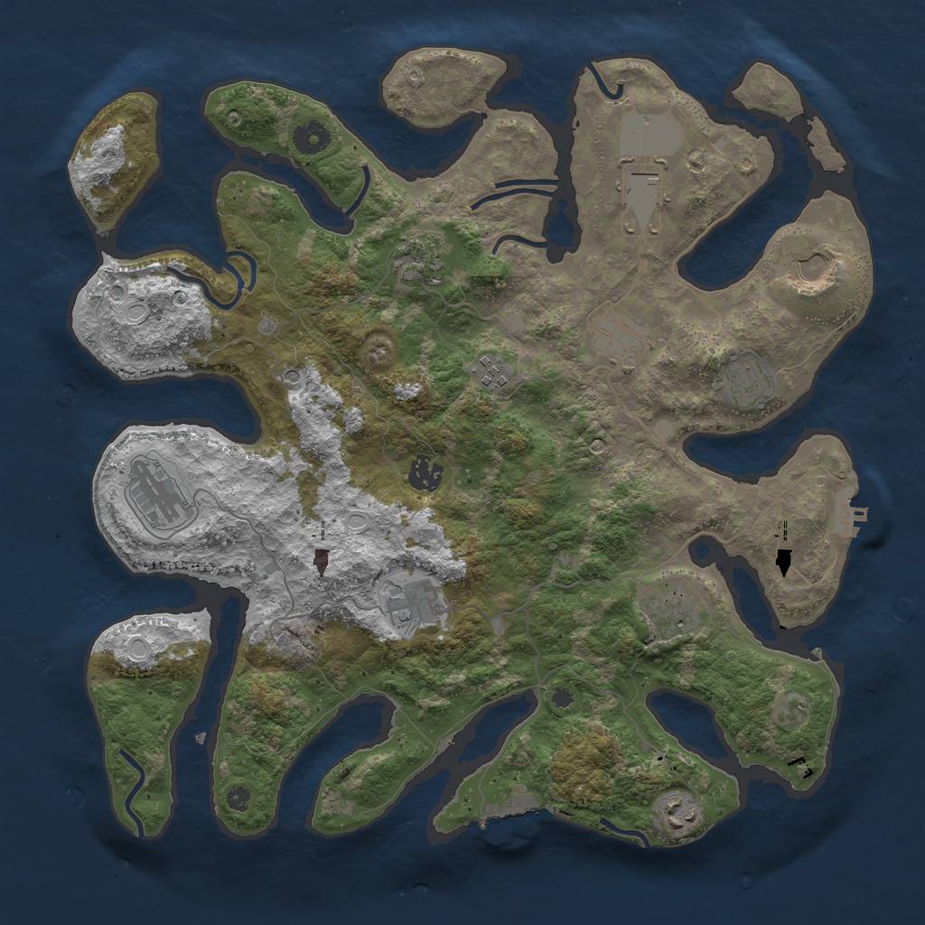 Rust Map: Procedural Map, Size: 3950, Seed: 1939501603, 22 Monuments