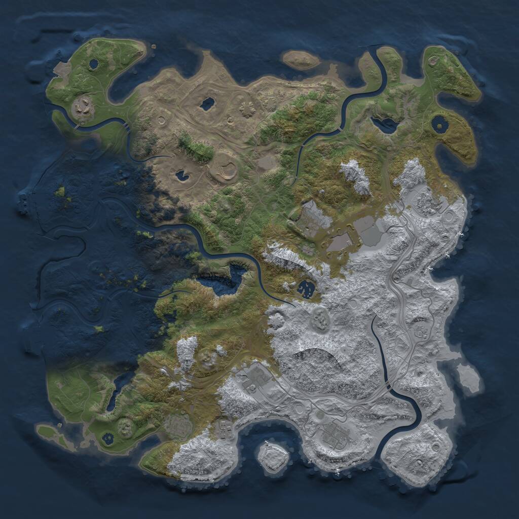 Rust Map: Procedural Map, Size: 4500, Seed: 797294204, 16 Monuments