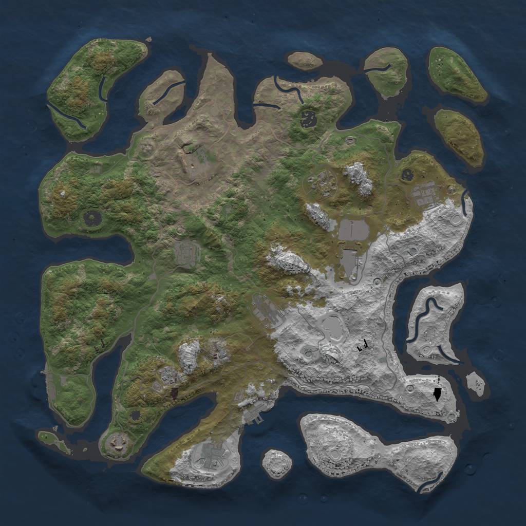 Rust Map: Procedural Map, Size: 4500, Seed: 797294204, 21 Monuments