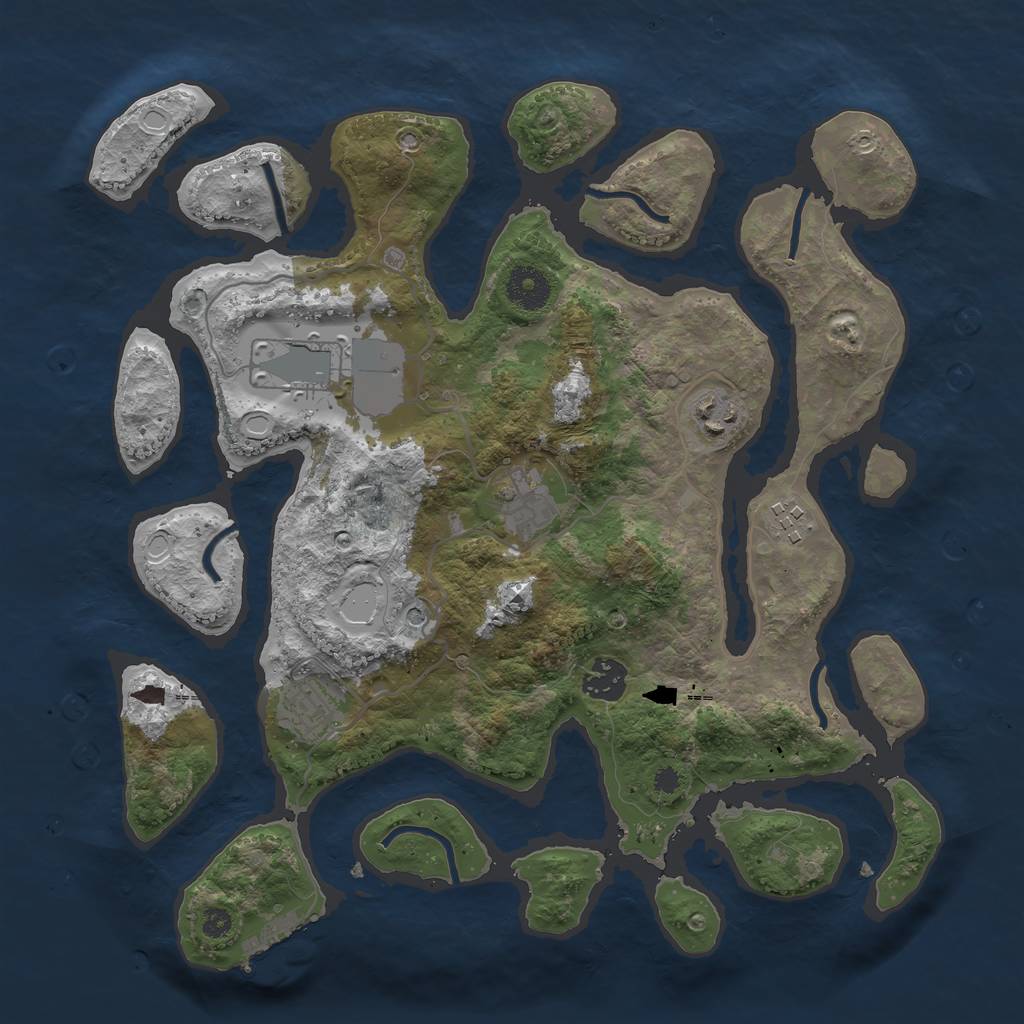 Rust Map: Procedural Map, Size: 3500, Seed: 15722, 16 Monuments