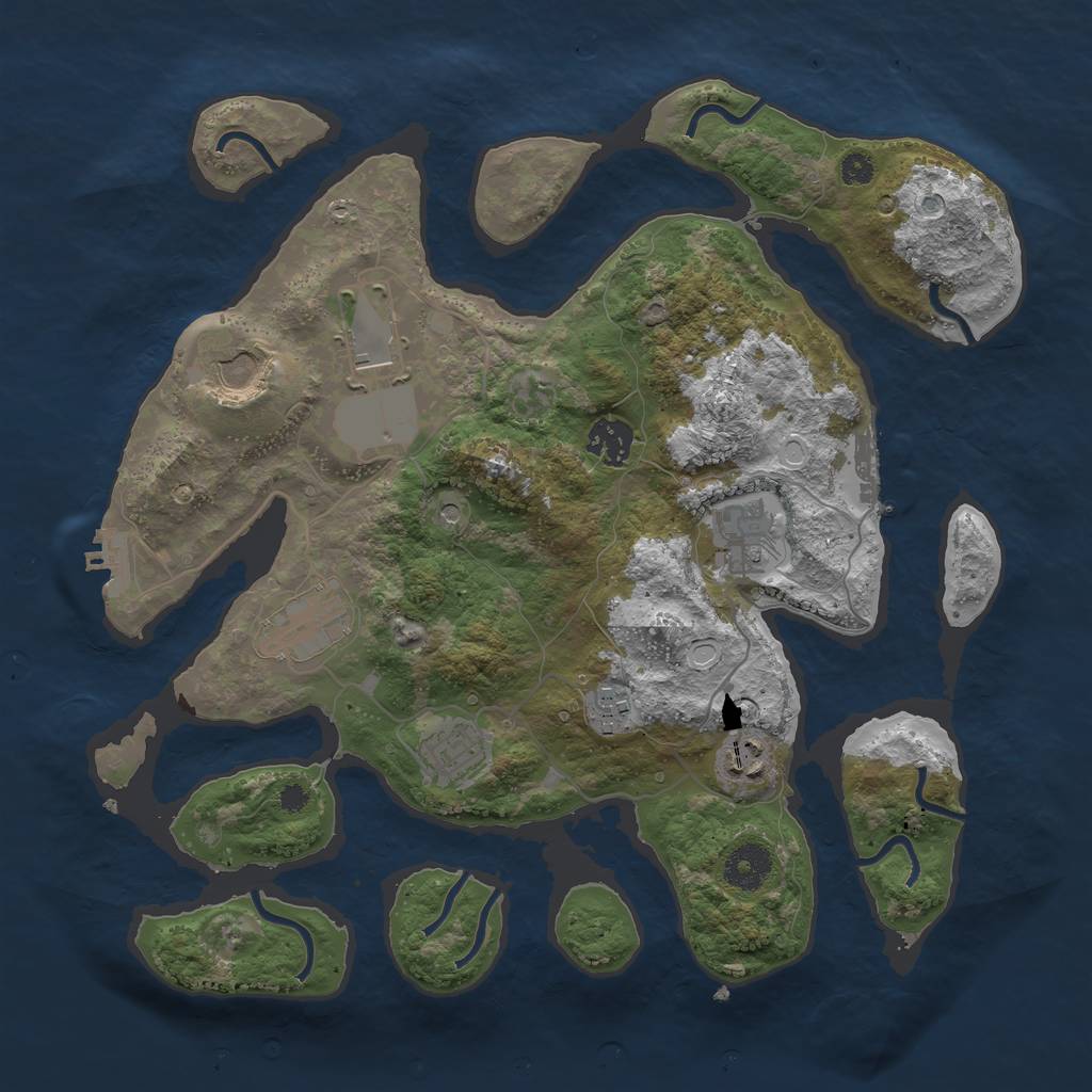 Rust Map: Procedural Map, Size: 3500, Seed: 245982489, 19 Monuments