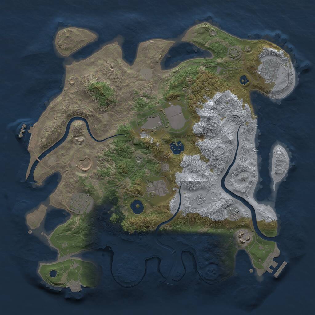 Rust Map: Procedural Map, Size: 3500, Seed: 245982489, 14 Monuments
