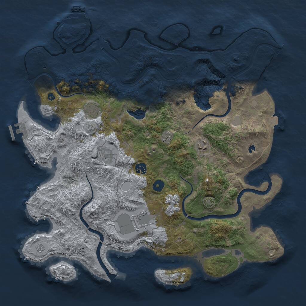 Rust Map: Procedural Map, Size: 4000, Seed: 1031983, 12 Monuments