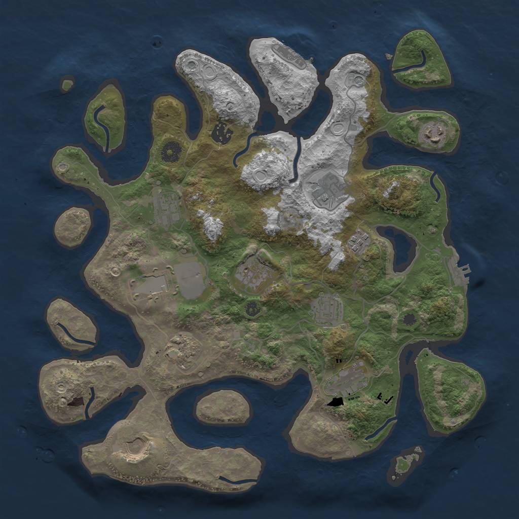 Rust Map: Procedural Map, Size: 3700, Seed: 933315527, 22 Monuments