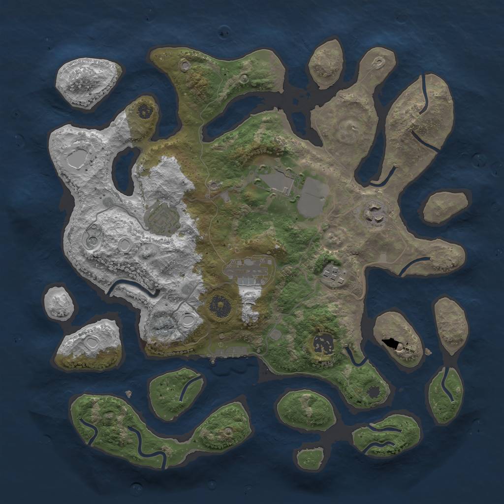 Rust Map: Procedural Map, Size: 3500, Seed: 83850514, 16 Monuments