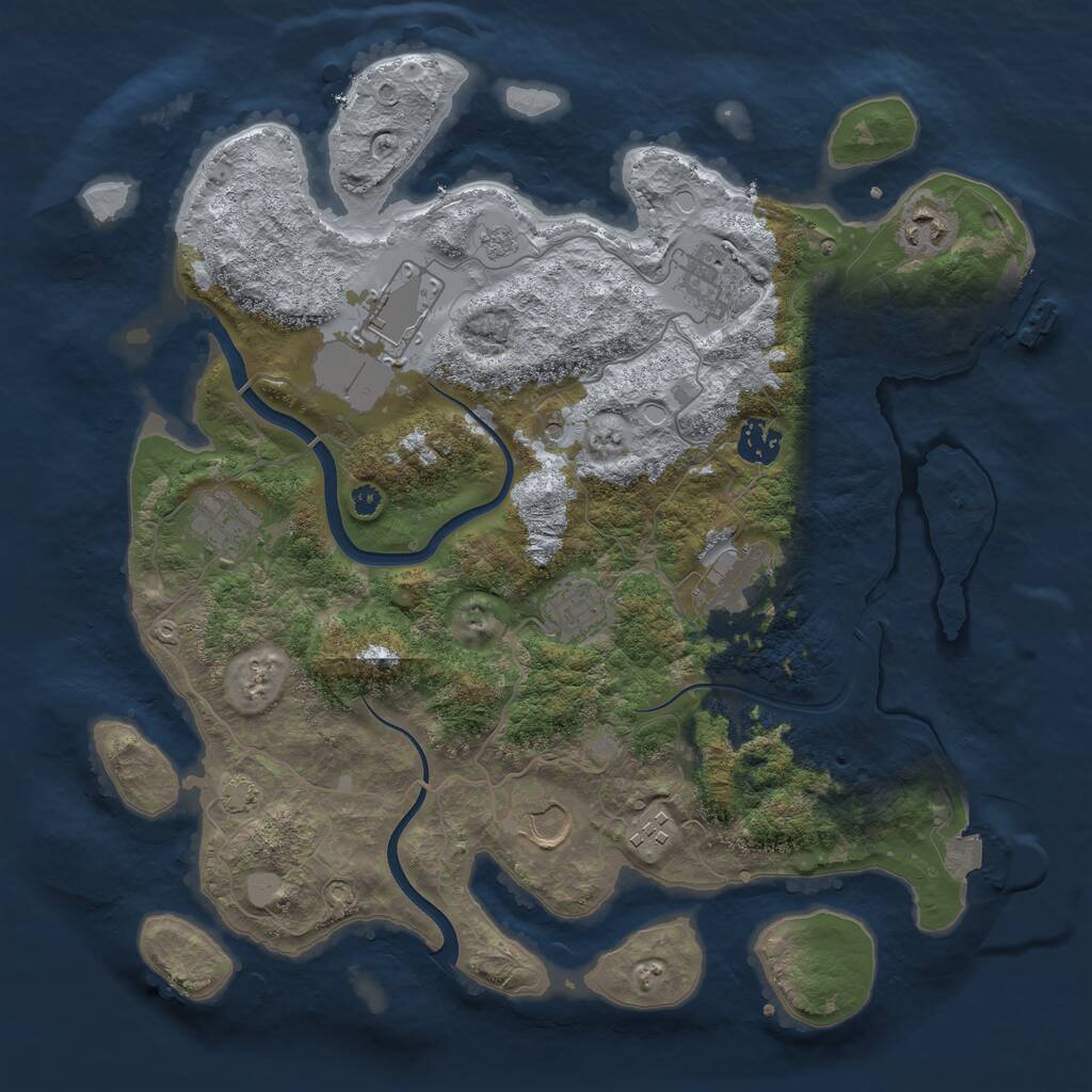 Rust Map: Procedural Map, Size: 3700, Seed: 675735, 14 Monuments