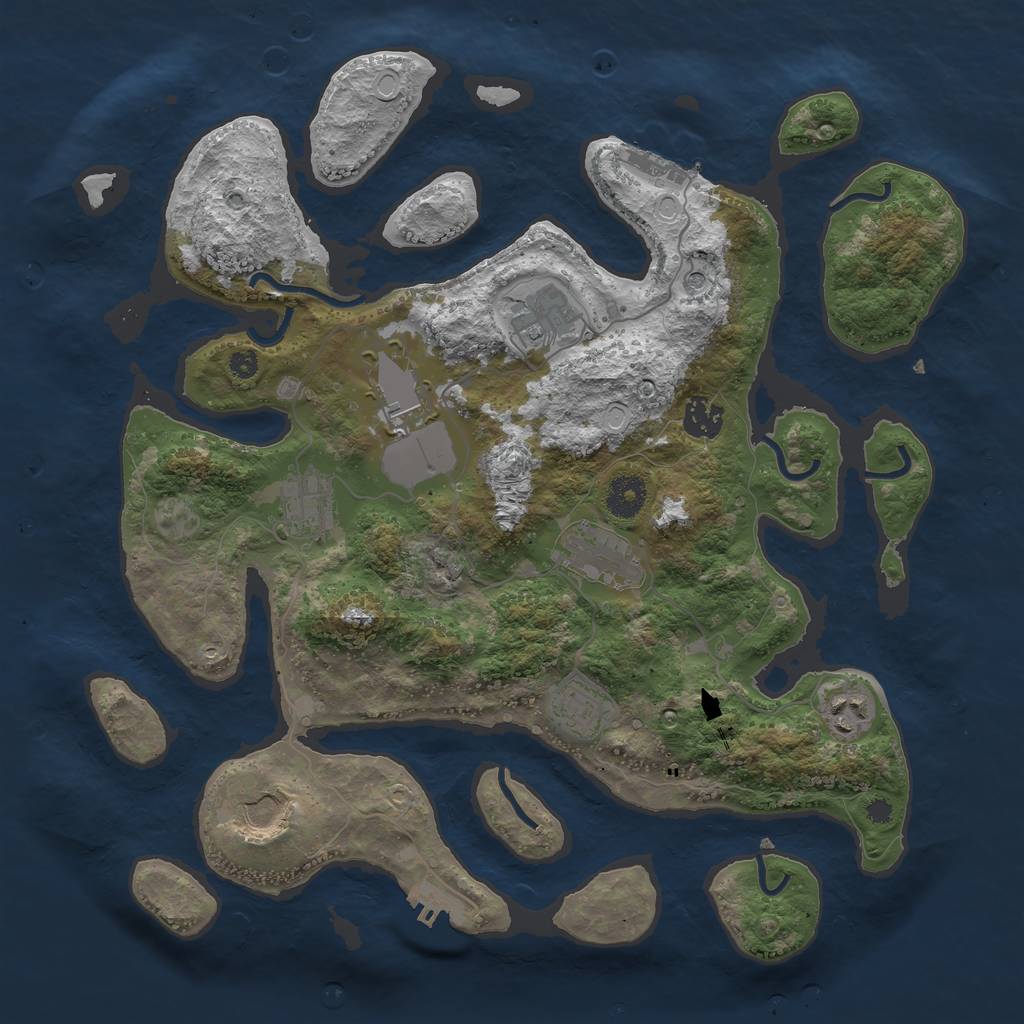 Rust Map: Procedural Map, Size: 3700, Seed: 675735, 19 Monuments