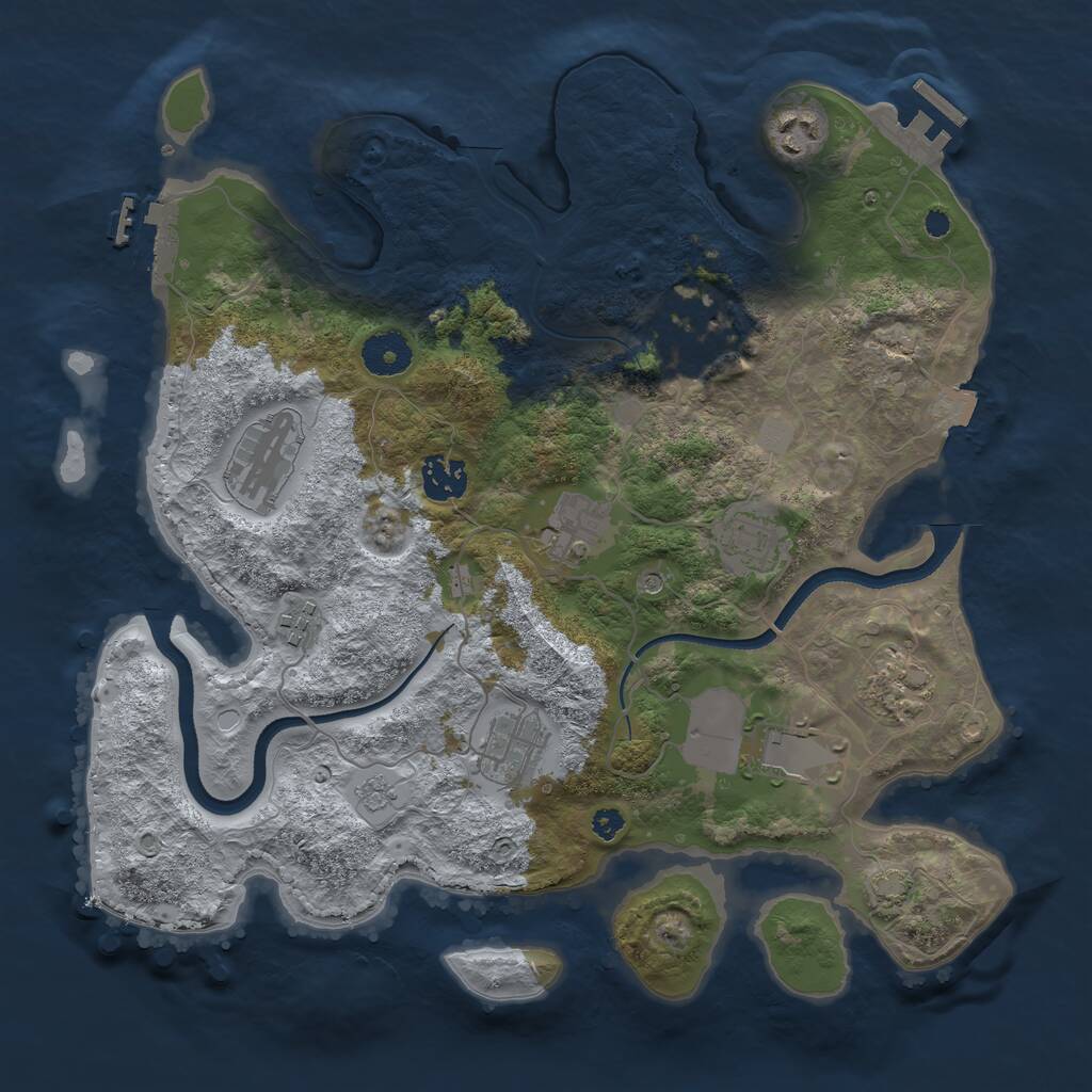 Rust Map: Procedural Map, Size: 3500, Seed: 1300591534, 16 Monuments