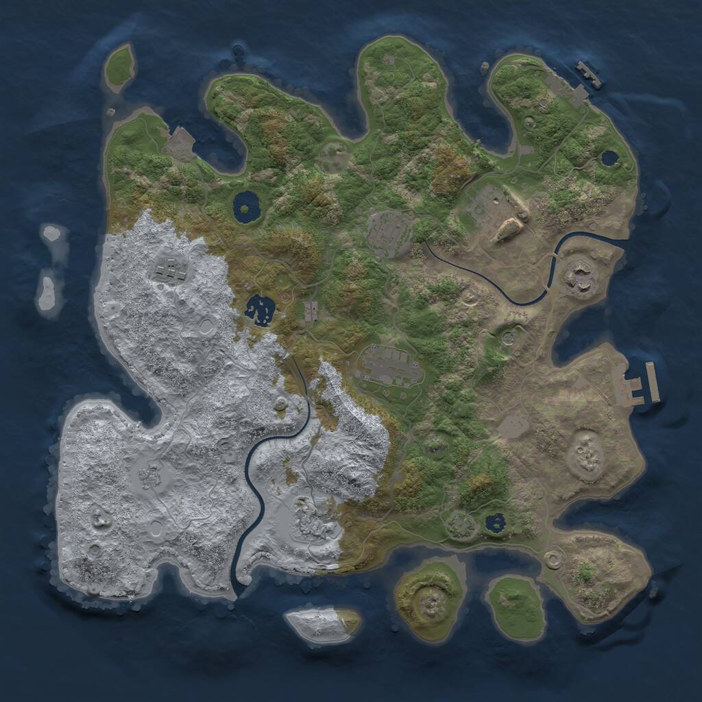 Rust Map: Procedural Map, Size: 3500, Seed: 1300591534, 13 Monuments