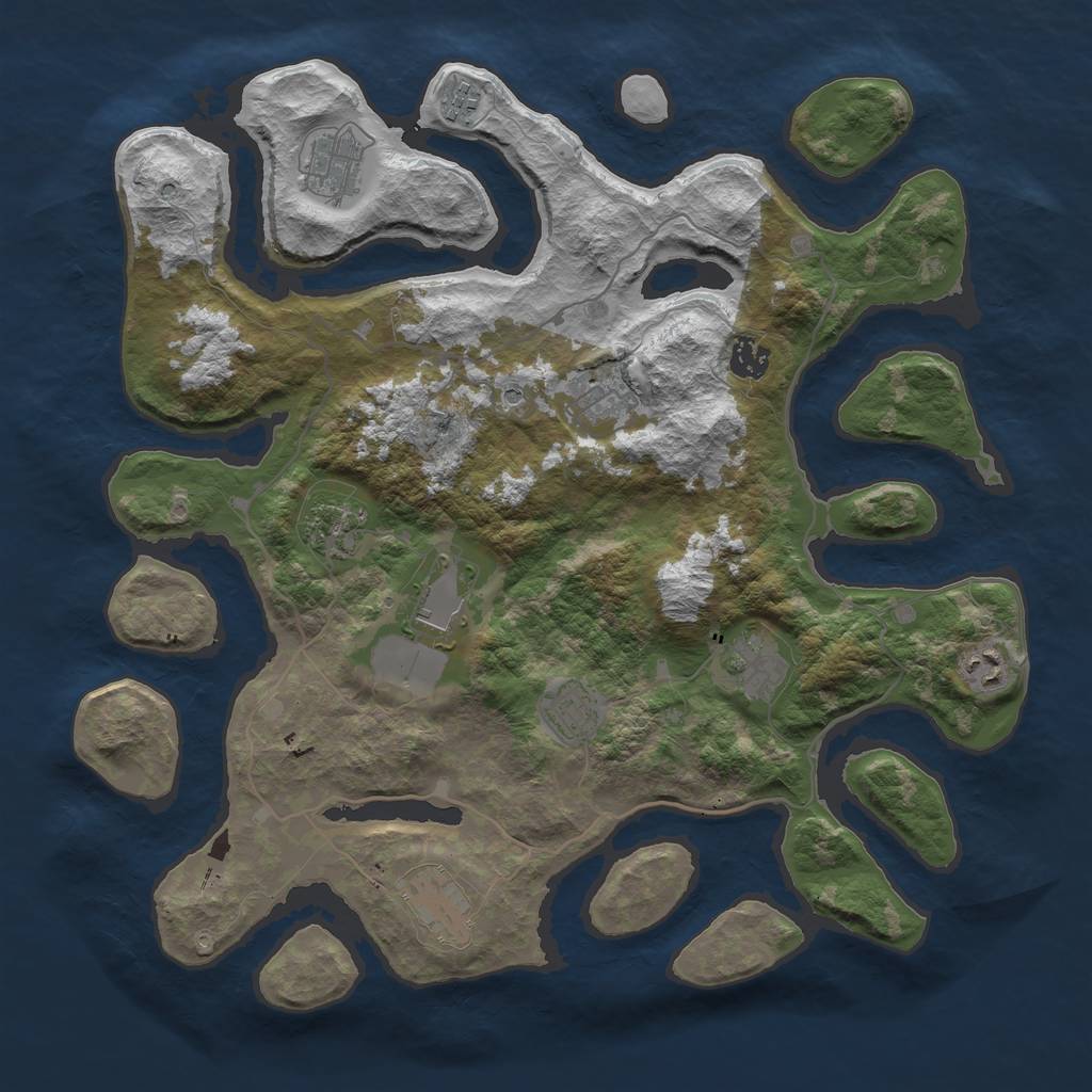 Rust Map: Barren, Size: 4000, Seed: 1988005973, 13 Monuments