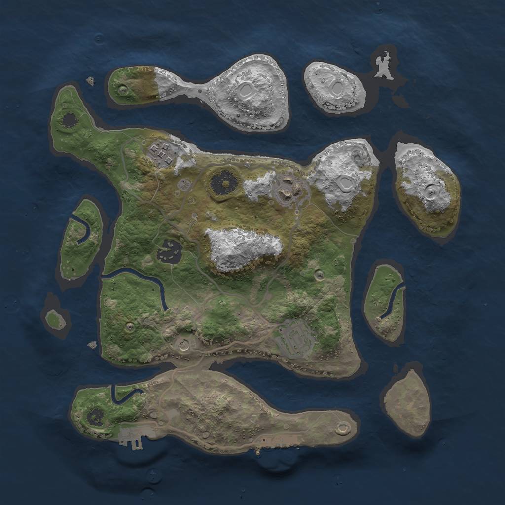 Rust Map: Procedural Map, Size: 3000, Seed: 60666, 15 Monuments