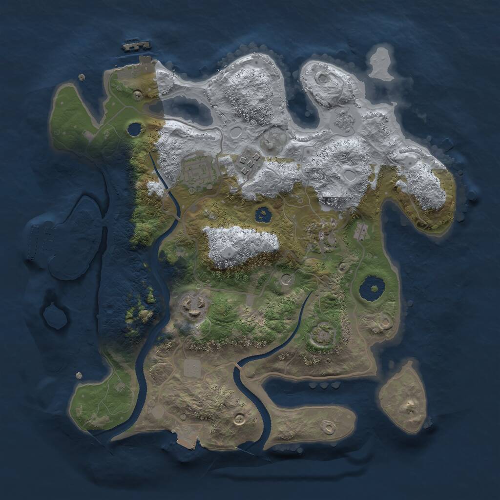 Rust Map: Procedural Map, Size: 3000, Seed: 60666, 10 Monuments