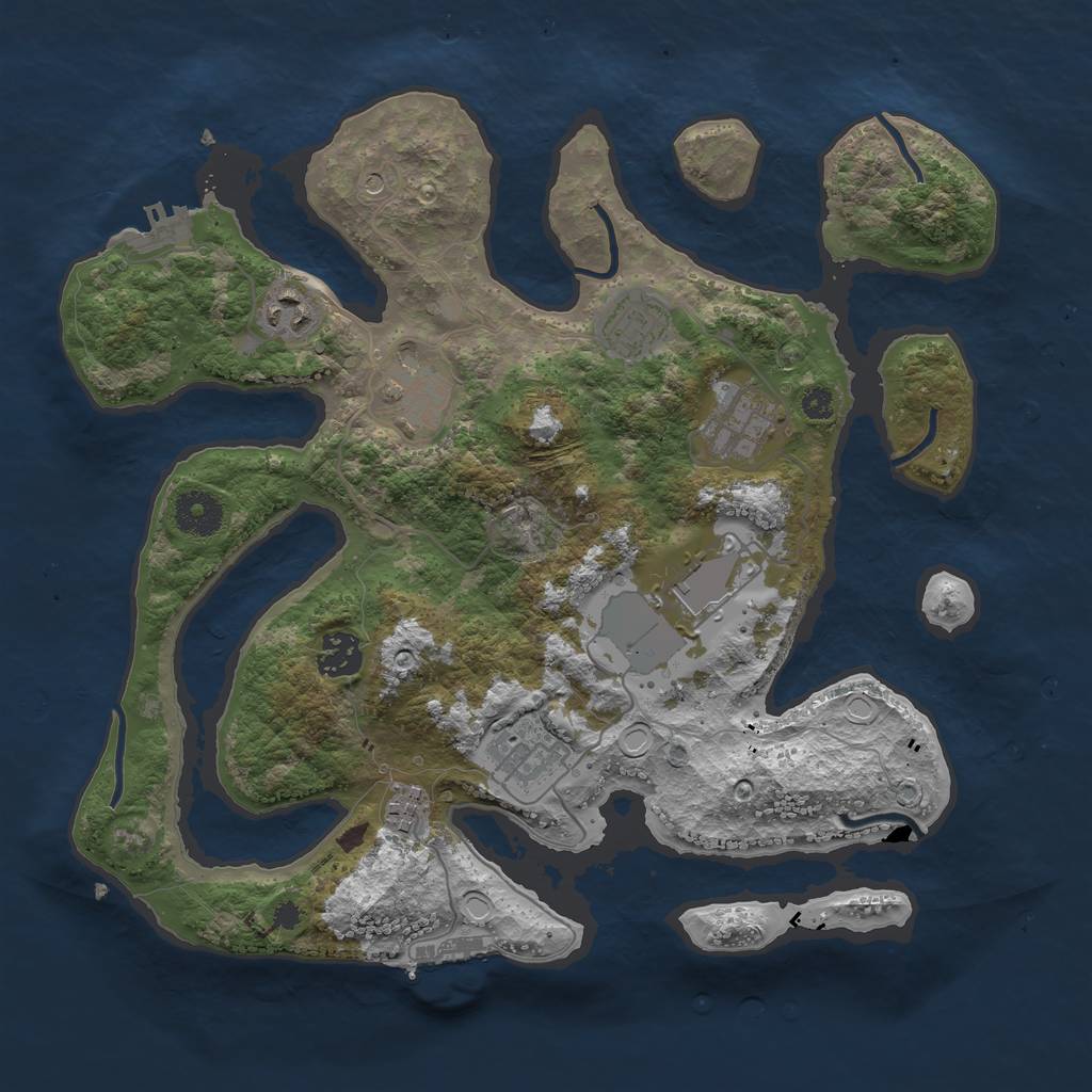 Rust Map: Procedural Map, Size: 3500, Seed: 233893573, 19 Monuments