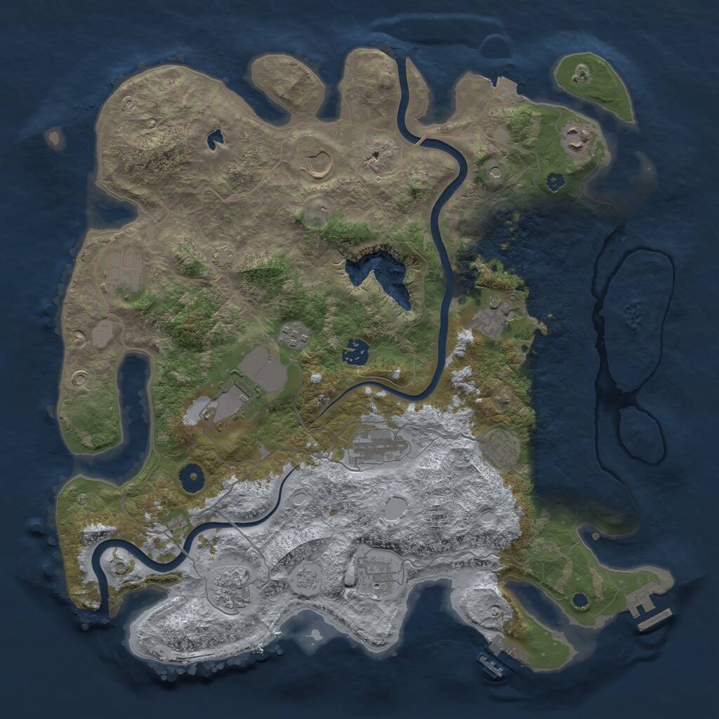 Rust Map: Procedural Map, Size: 4000, Seed: 2116941121, 17 Monuments