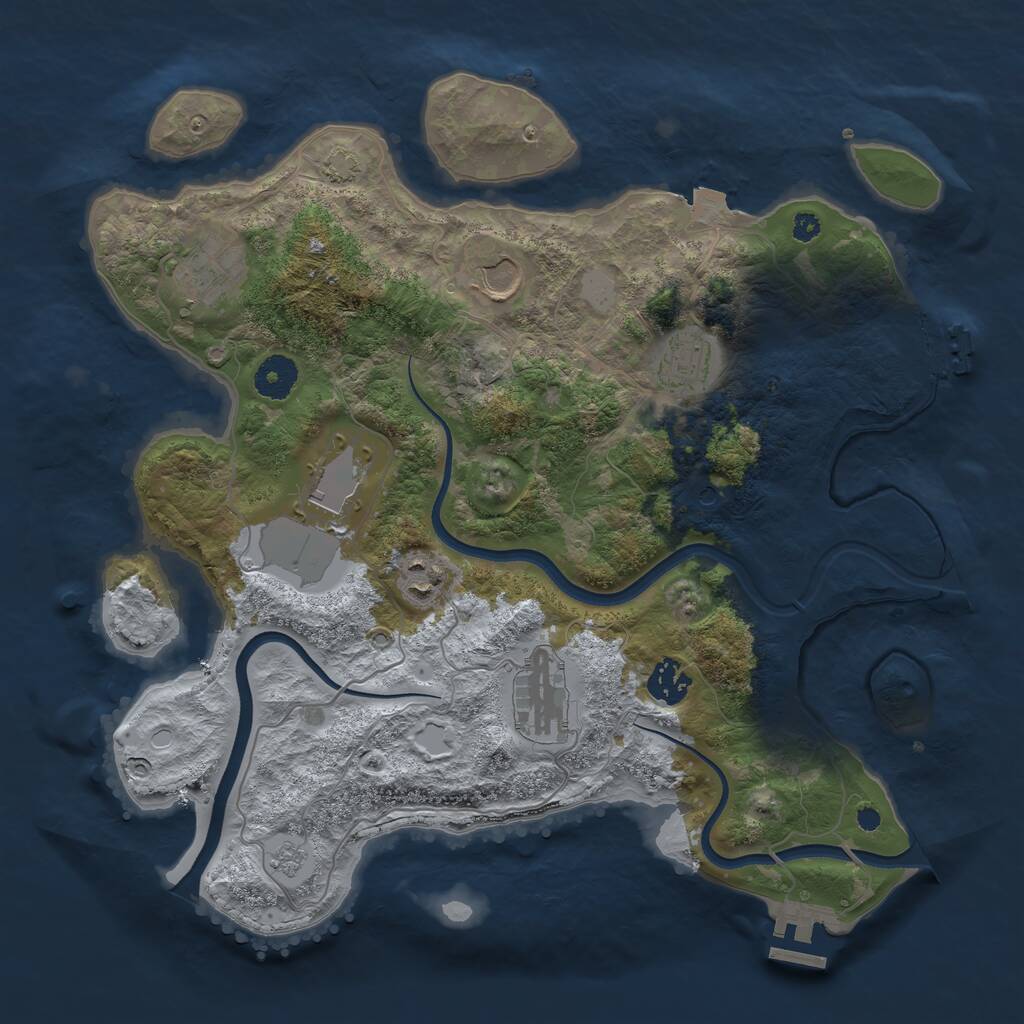 Rust Map: Procedural Map, Size: 3600, Seed: 235128181, 13 Monuments