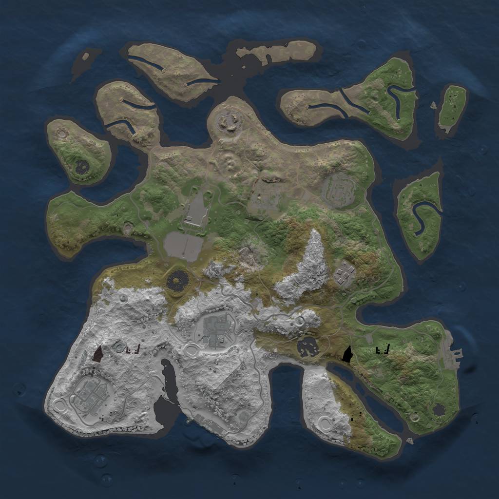 Rust Map: Procedural Map, Size: 3500, Seed: 5933437, 18 Monuments