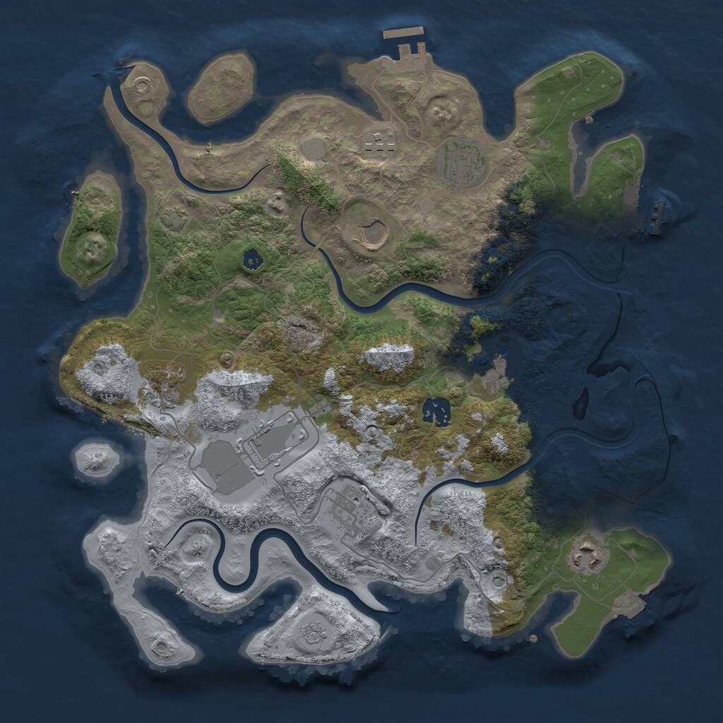 Rust Map: Procedural Map, Size: 3600, Seed: 236339750, 15 Monuments