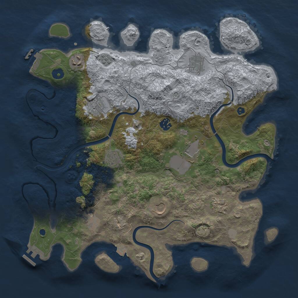 Rust Map: Procedural Map, Size: 3850, Seed: 1063639777, 16 Monuments