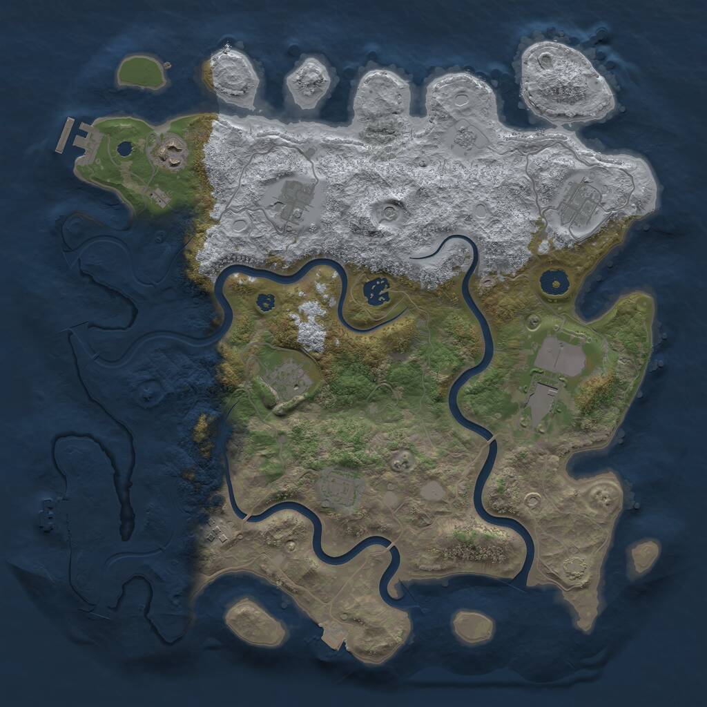 Rust Map: Procedural Map, Size: 3850, Seed: 1063639777, 14 Monuments