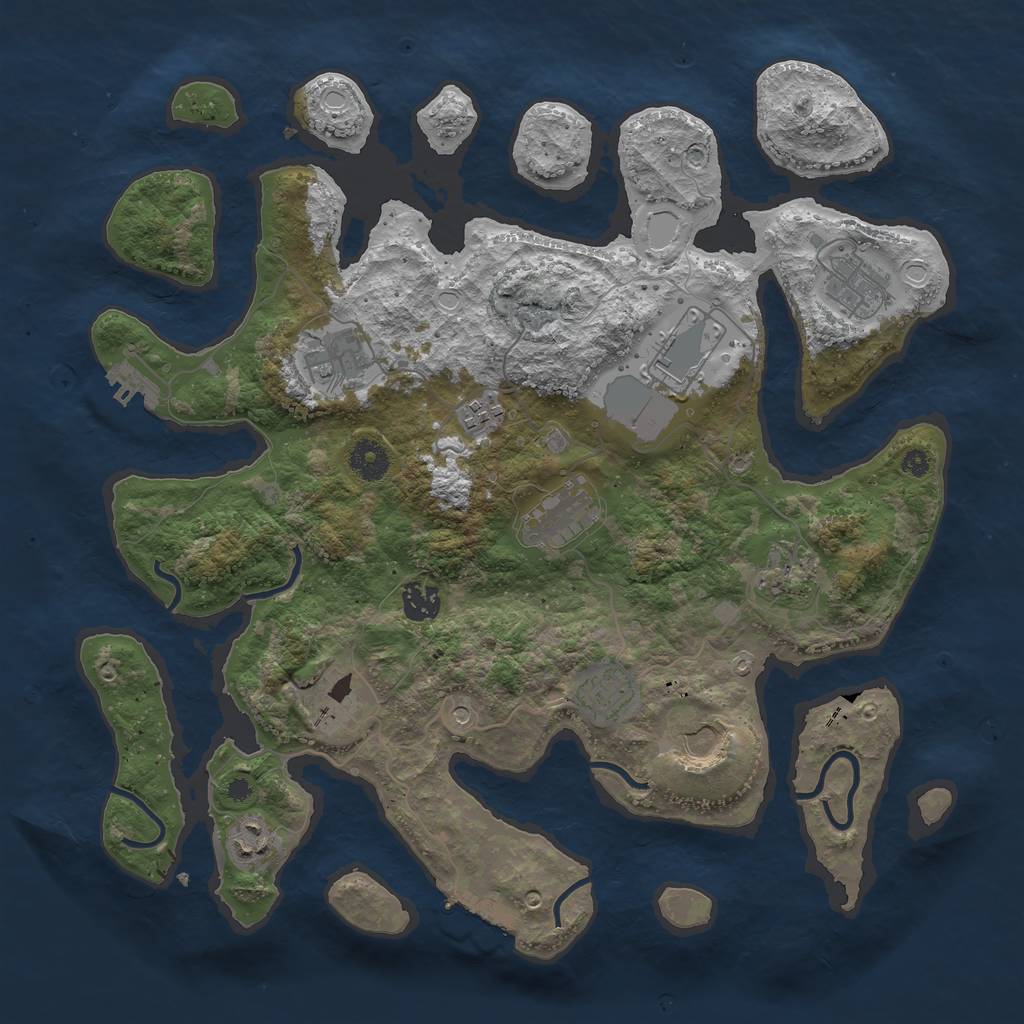 Rust Map: Procedural Map, Size: 3850, Seed: 1063639777, 22 Monuments