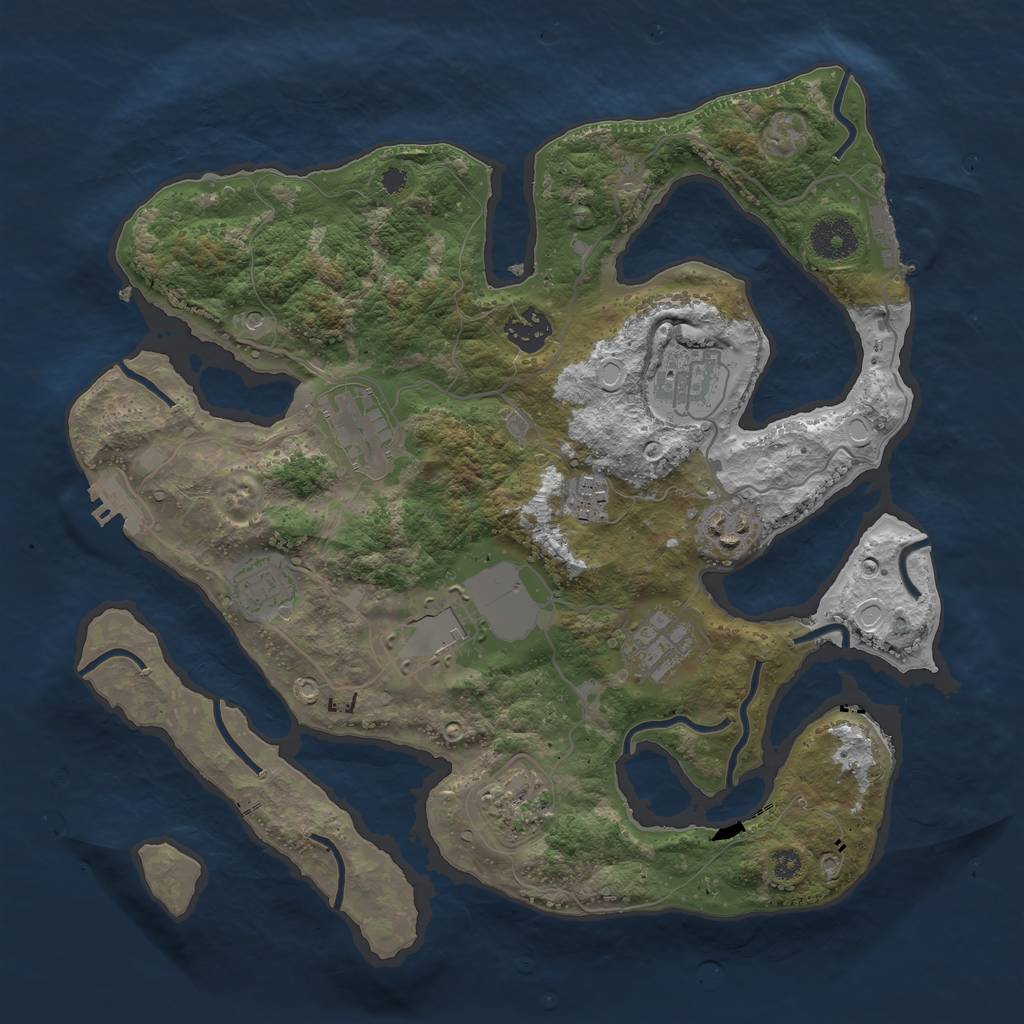 Rust Map: Procedural Map, Size: 3500, Seed: 277509699, 20 Monuments