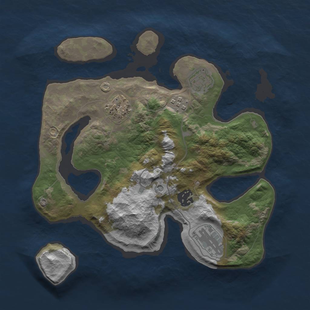 Rust Map: Barren, Size: 2850, Seed: 1704407091, 8 Monuments