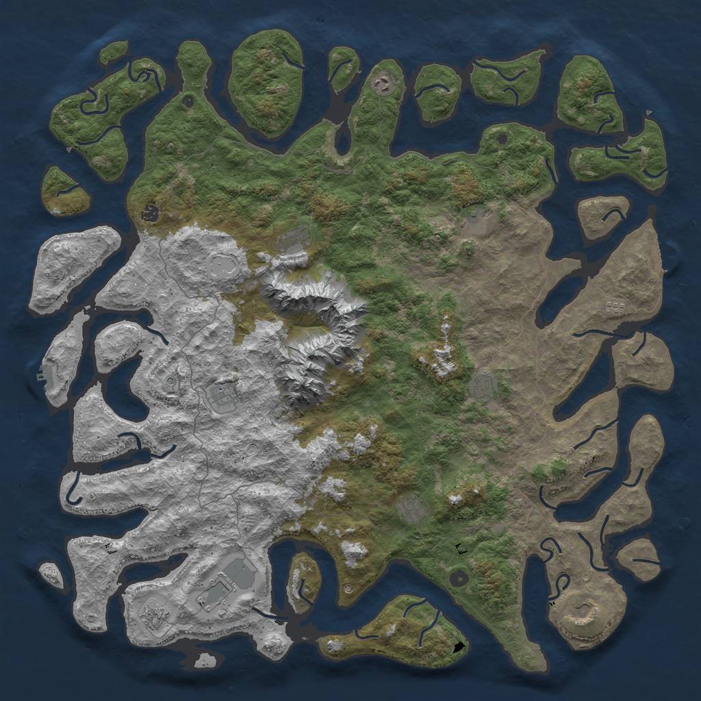 Rust Map: Procedural Map, Size: 6000, Seed: 272471116, 22 Monuments