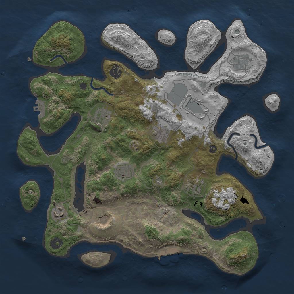 Rust Map: Procedural Map, Size: 3600, Seed: 279550424, 20 Monuments