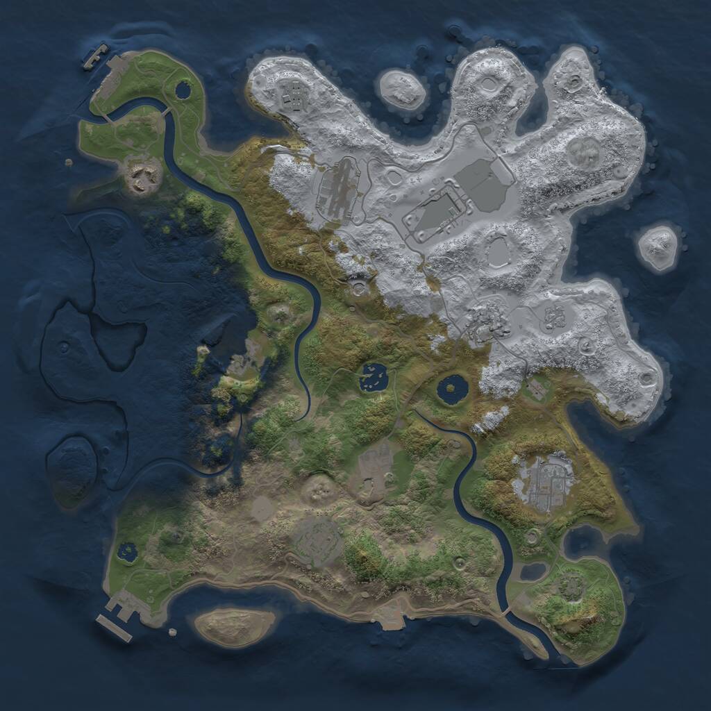 Rust Map: Procedural Map, Size: 3600, Seed: 279550424, 16 Monuments