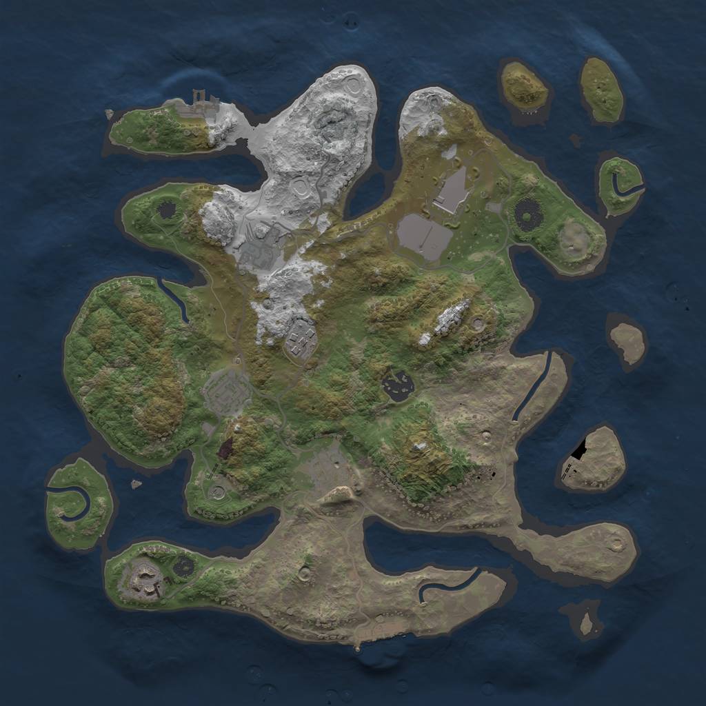 Rust Map: Procedural Map, Size: 3500, Seed: 7275, 18 Monuments