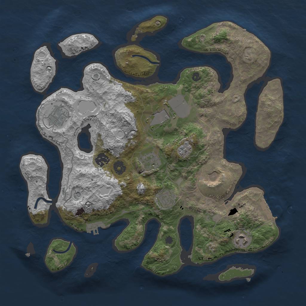 Rust Map: Procedural Map, Size: 3500, Seed: 3323604, 19 Monuments