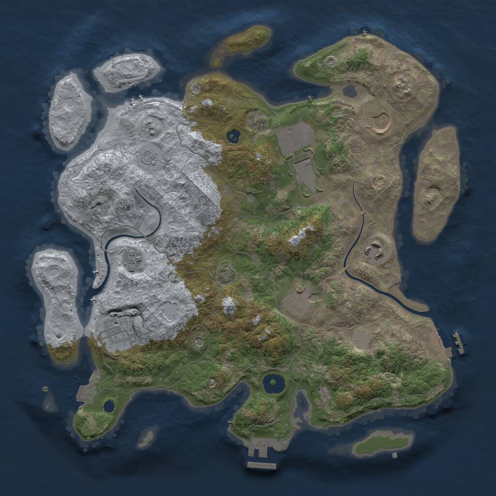 Rust Map: Procedural Map, Size: 3500, Seed: 3323604, 12 Monuments