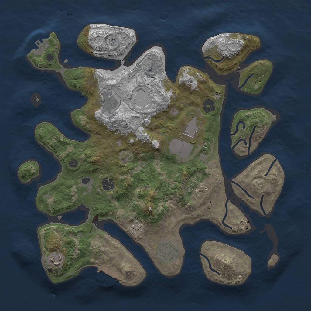 Rust Map: Procedural Map, Size: 3600, Seed: 46533, 18 Monuments