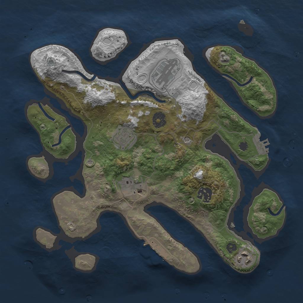 Rust Map: Procedural Map, Size: 3000, Seed: 2021955122, 16 Monuments