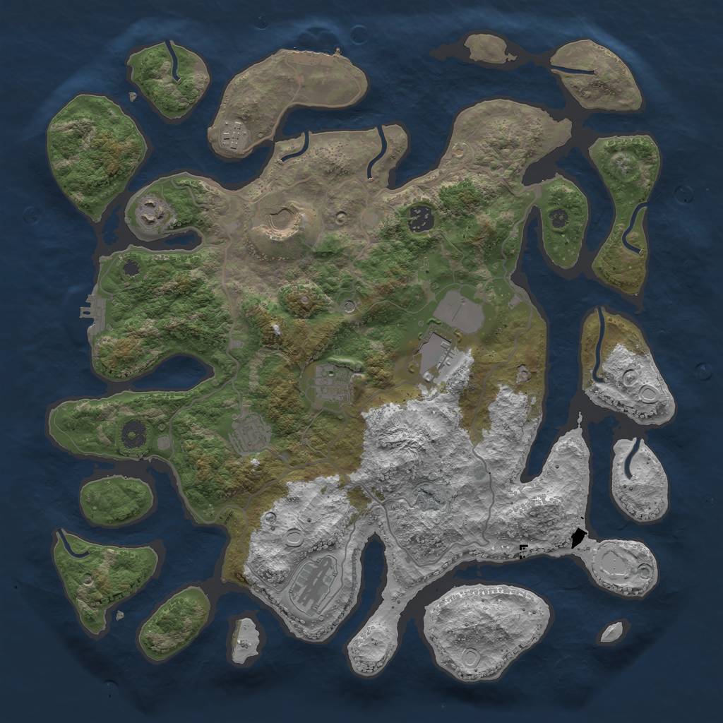 Rust Map: Procedural Map, Size: 4000, Seed: 542183, 19 Monuments