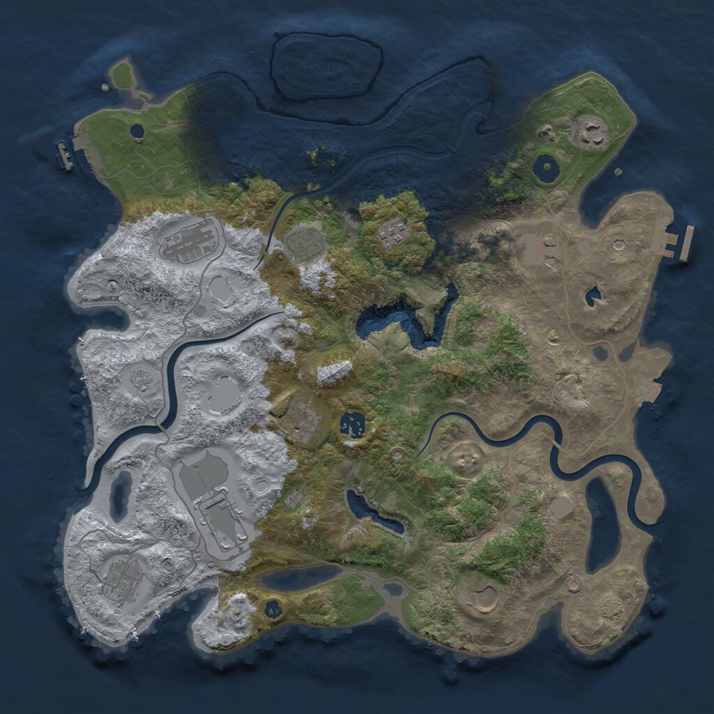 Rust Map: Procedural Map, Size: 4000, Seed: 7212, 16 Monuments