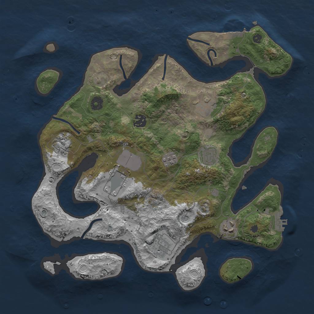 Rust Map: Procedural Map, Size: 3500, Seed: 1643580714, 19 Monuments